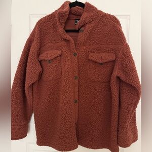 Oversized Rust Sherpa Shacket